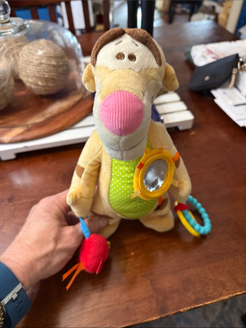 Disney Yellow Plush Activity Toy with Pink Nose and Green Belly